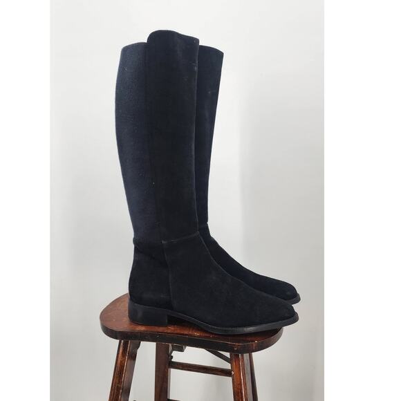 Aquatalia Knee High Suede Boots Stretch Panel Back‎ Size 9.5 Made In Italy - Picture 2 of 12